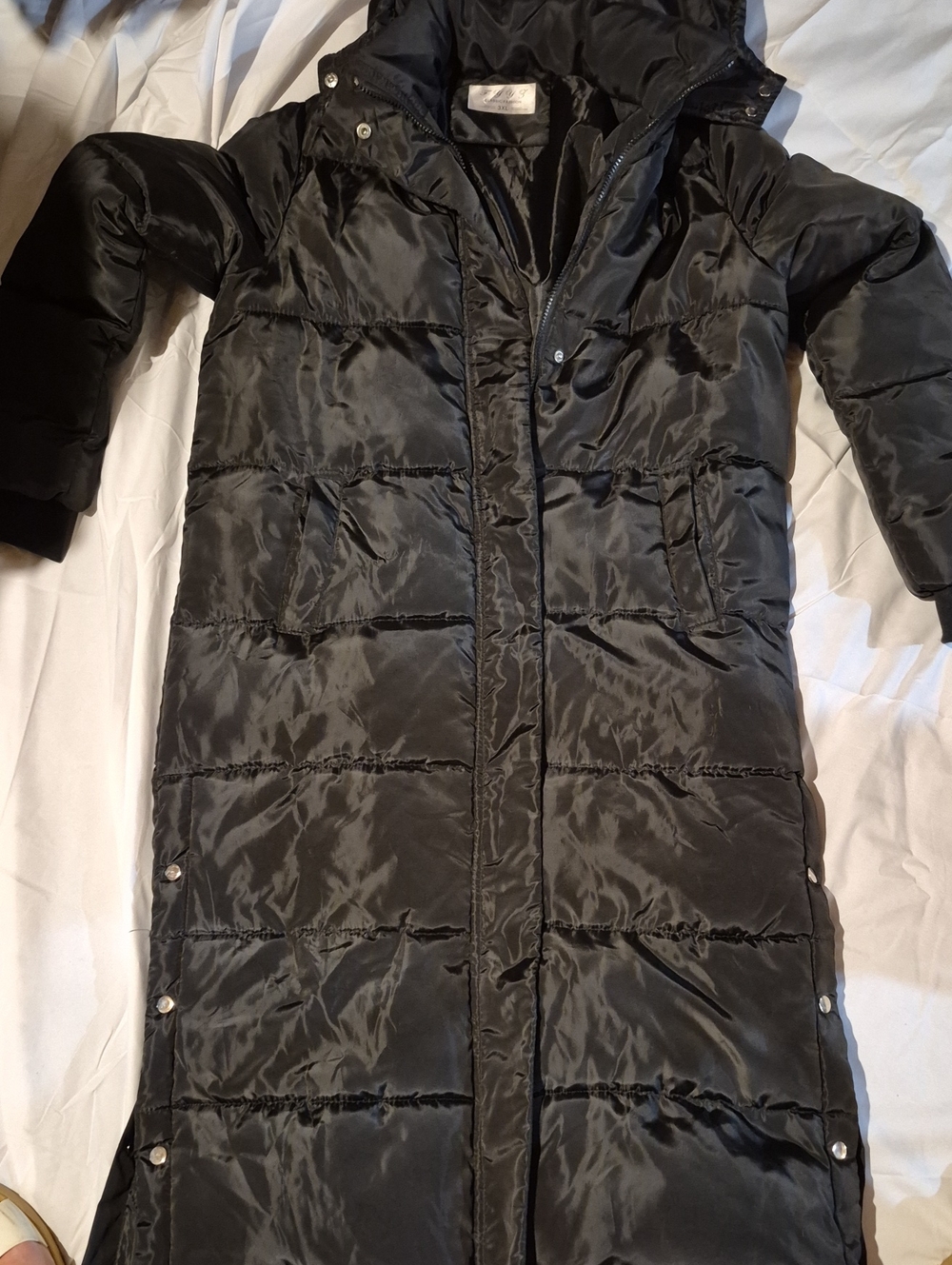Long Black Women's Puffer Coat with Hood